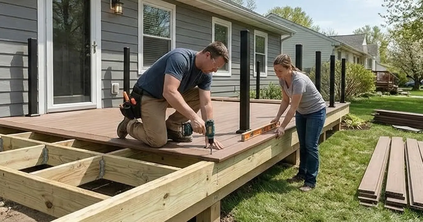 Window installer measuring and fitting a replacement window on-site