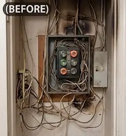 Dangerous old fuse box before panel upgrade