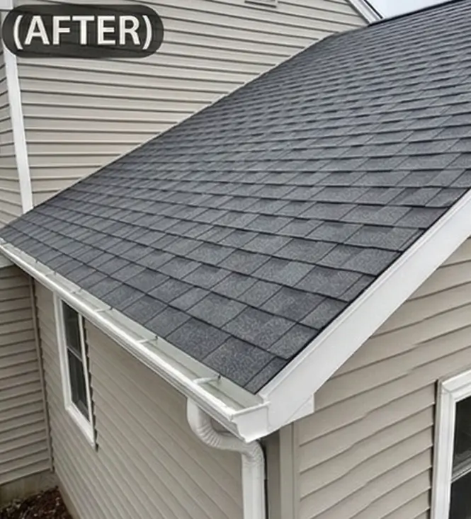 Clean new shingle roof installed after replacement