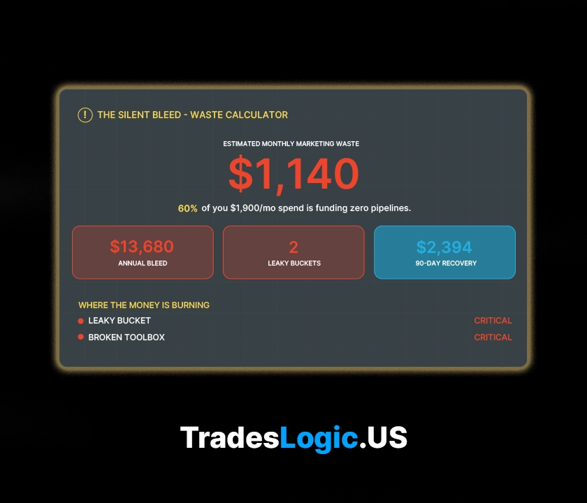 TradesLogic marketing waste calculator dashboard